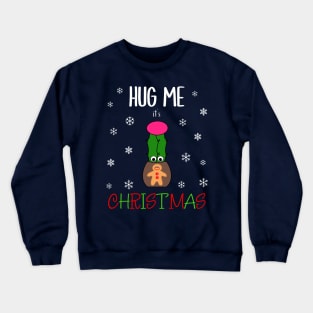 Hug Me It's Christmas - Hybrid Cactus In Gingerbread Man Pot Crewneck Sweatshirt